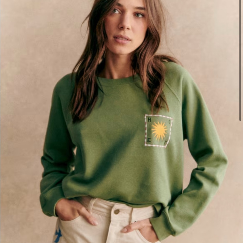 Sezane x Pangea Hope Sweatshirt Sage Green Size Medium